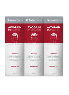 Avalon Pharma Avogain 5% Minoxidil Solution 50 ml 3 Month Supply 3 pack (50)ml