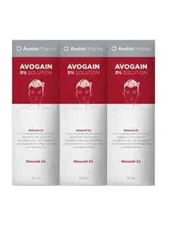 Avalon Pharma Avogain 5% Minoxidil Solution 50 ml 3 Month Supply 3 pack (50)ml Avalon