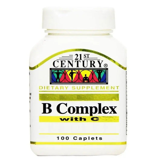 21st Century B Complex With Vitamin C Caplets For Energy & Immune Support, Pack of 100's 21st Century
