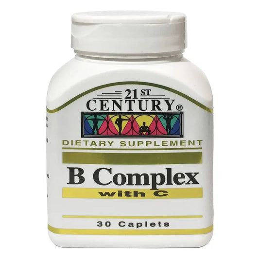 21st Century B Complex With Vitamin C Caplets For Energy & Immune Support, Pack of 30's 21st Century