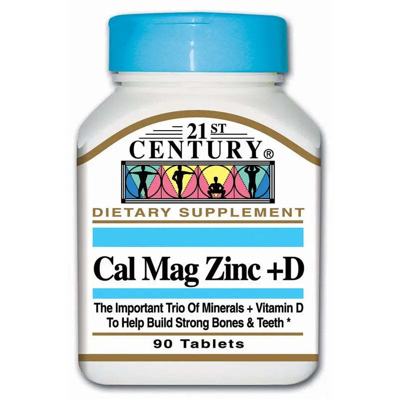 21st Century Calcium, Magnesium, Zinc & Vitamin D Tablets For Bones & Teeth, Pack of 90's 21st Century