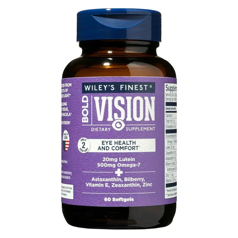 Wiley's Finest Bold Vision 500mg Omega 7 and 20mg Lutein Softgels For Eye Health, Pack of 60's Wiley's Finest