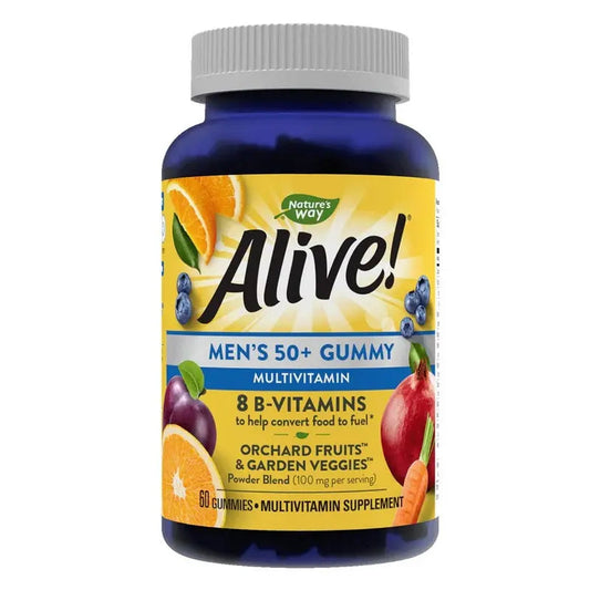 Alive 50+ Men's Multivitamin Gummies With Orchard Fruits & Garden Veggies, Pack of 60's Alive