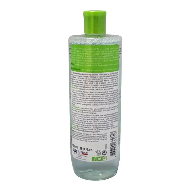 Evoluderm Micellar Water For Combination to Oily Skin 500 mL Evoluderm