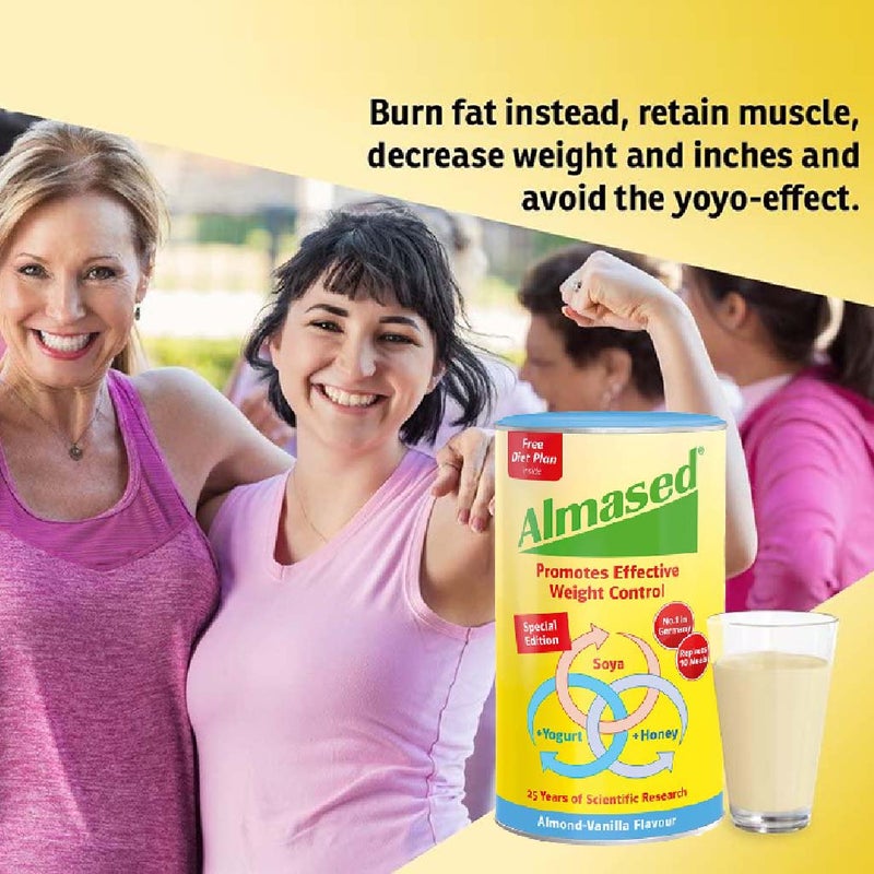 Almased Almond-Vanilla Soya, Yogurt and Honey Meal Replacement for Weight Loss 500g Almased