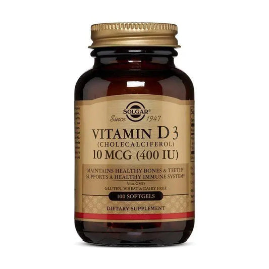 Solgar Vitamin D3 400iu Soft gels Cholecalciferol 100's Solgar
