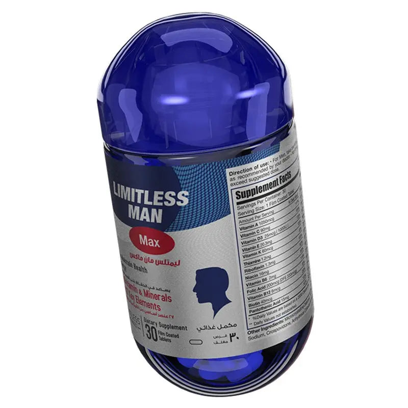 Eva Pharma Limitless Man Max Multivitamins & Minerals Supplement Tablets, Pack of 30's Eva Pharma