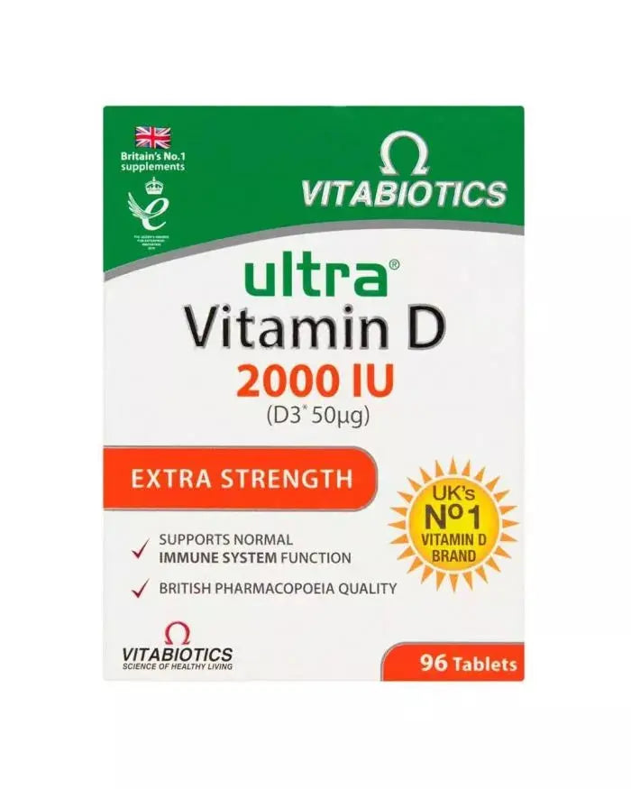Vitabiotics Ultra Vitamin D3 2000IU Extra Strength Tablets For Healthy Immune System, Pack of 96's Vitabiotics