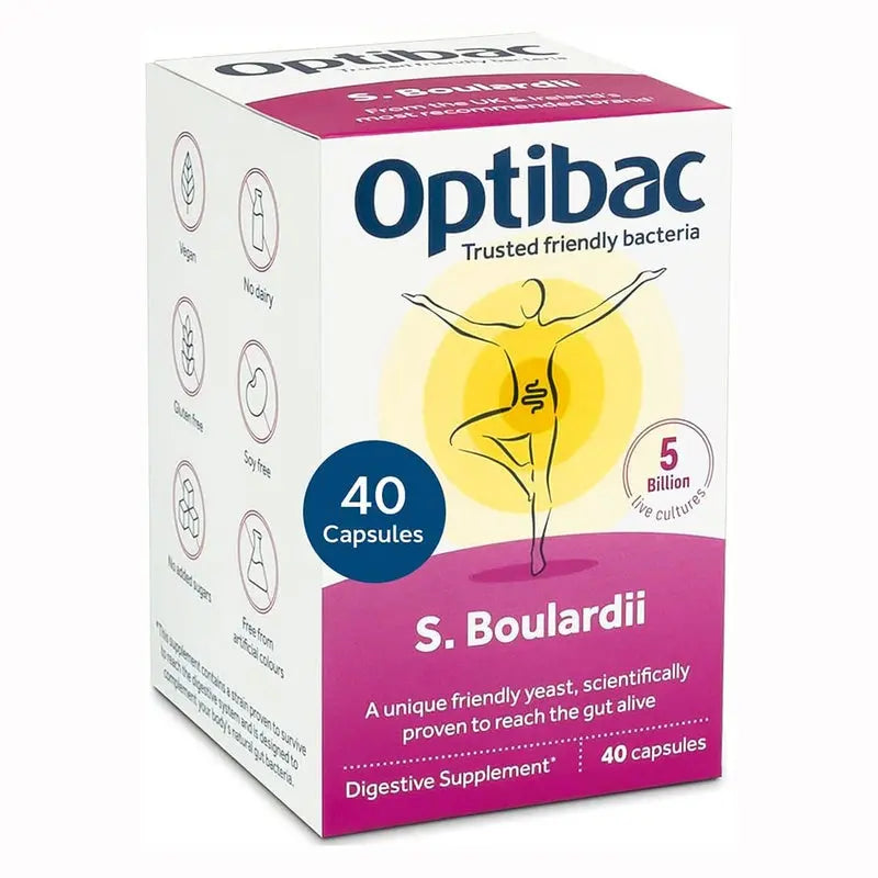 Optibac Saccharomyces Boulardii Digestive Capsules 40's Optibac