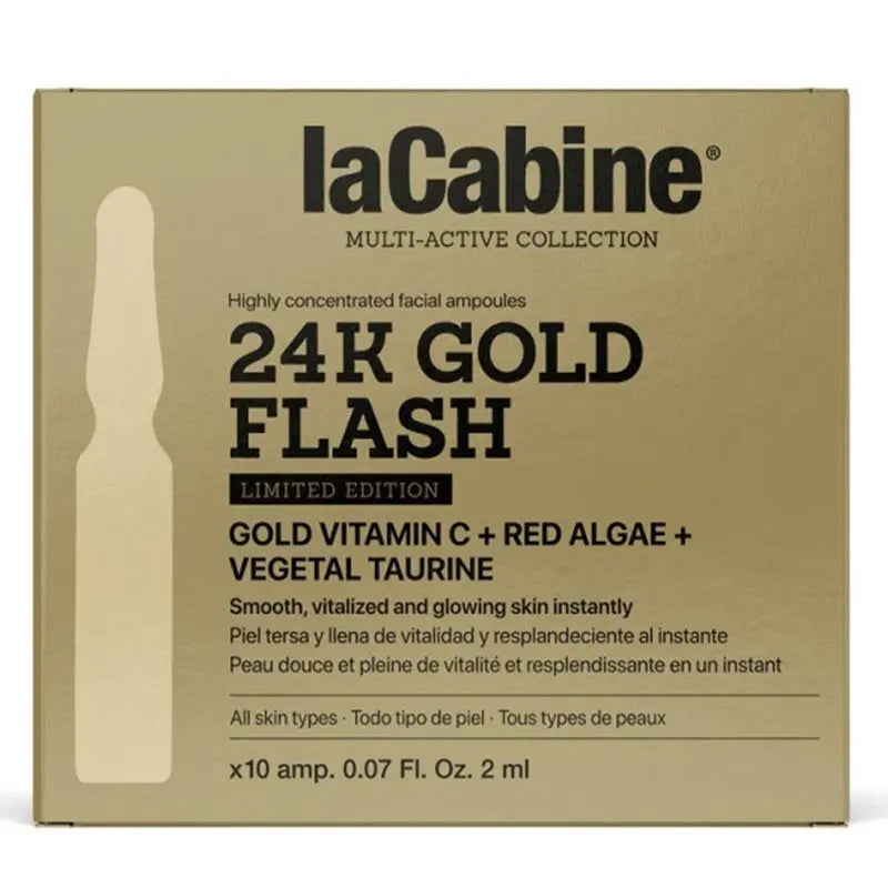 LaCabine 24K Gold Flash 2ml Golden Facial Serum Ampoules For Instant Glowing Skin, Limited Edition, Pack of 10's LaCabine