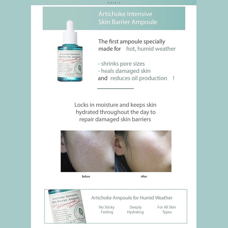 Axis-Y Artichoke Intensive Skin Barrier Heal + Calm Alcohol-Free Ampoule 30ml Axis-Y