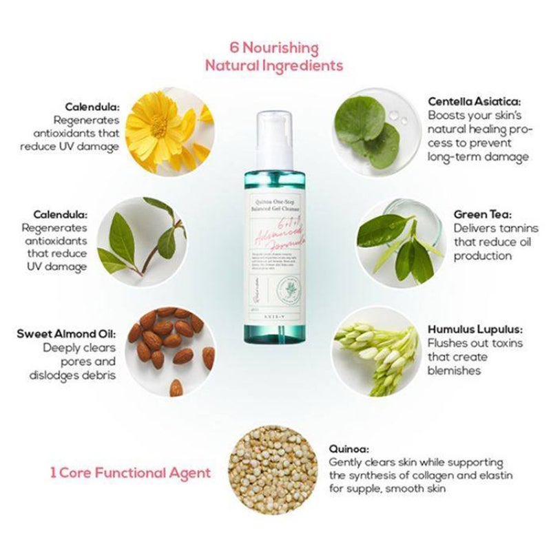 Axis-Y Quinoa One Step Balanced Clear + Hydrate Gel Cleanser 180ml Axis-Y