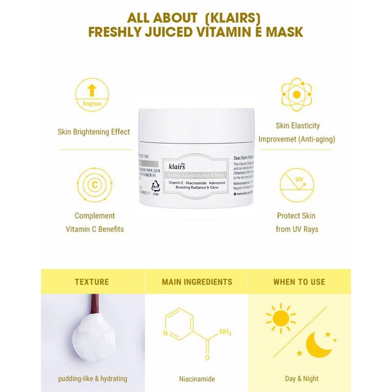 Dear Klairs Freshly Juiced Vitamin E Radiance Booster Face Mask 15ml Dear Klairs