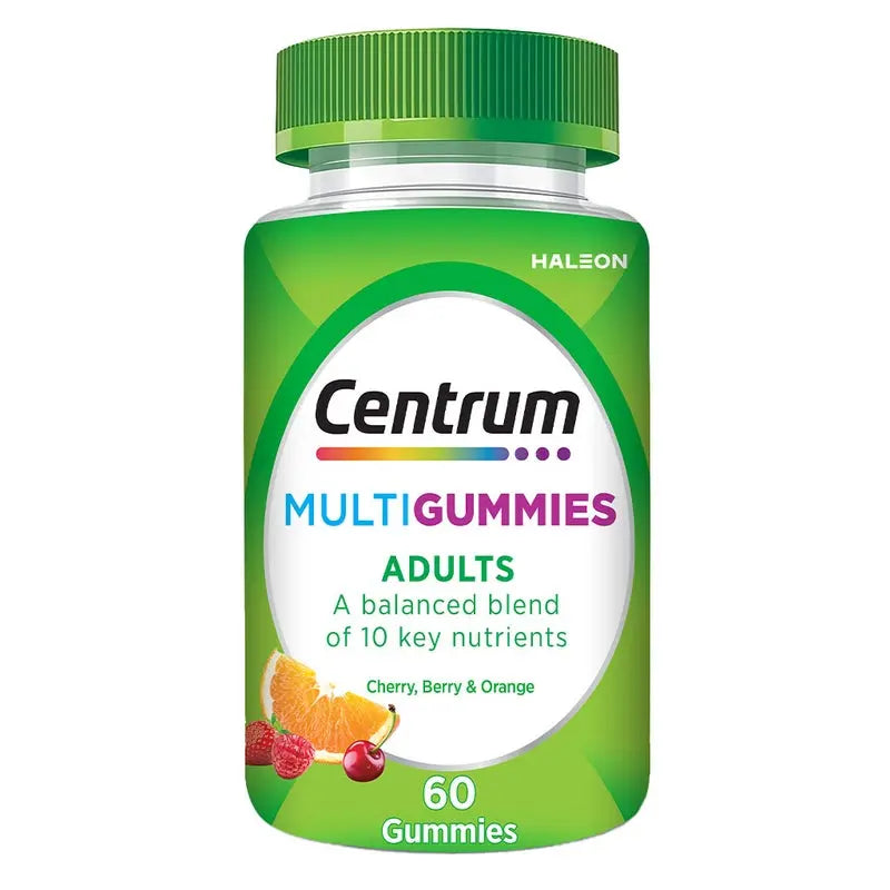 Centrum Adult Multivitamin Supplement MultiGummies Cherry, Berry, & Orange Flavor, Pack of 60's Centrum