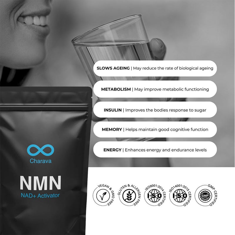 Charava NMN Antiaging Supplement NAD+ Activator Powder 30g - 60 Servings