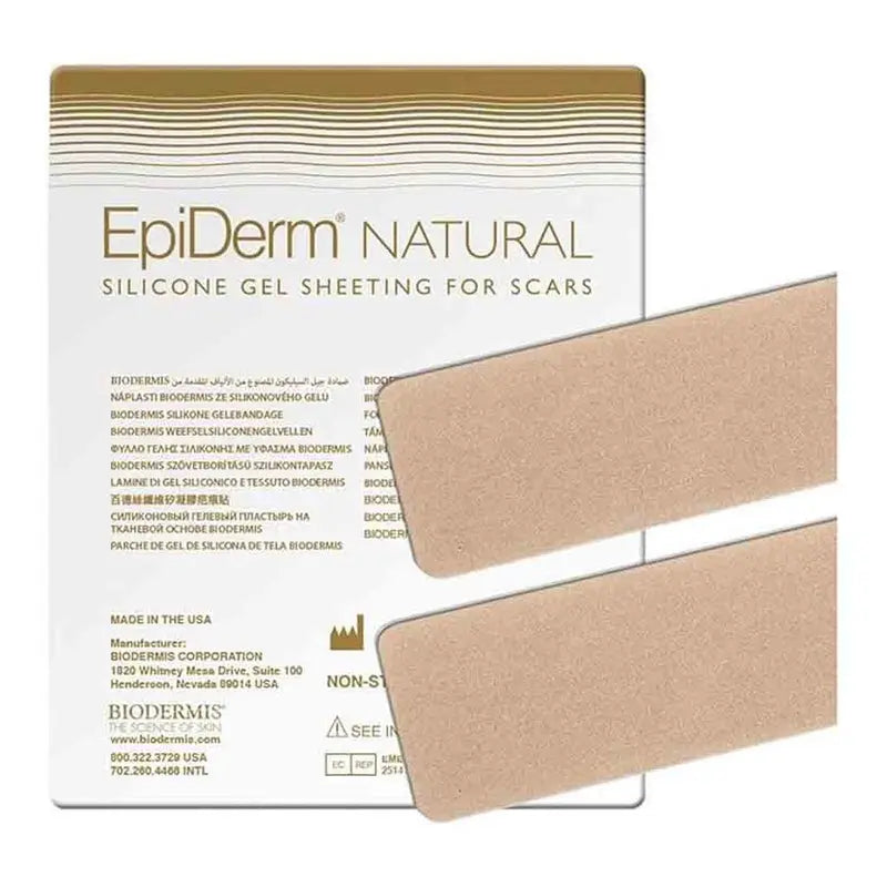 Biodermis EpiDerm Long Strip Natural Silicone Gel Sheeting For Scars, Size 3.6 *29cm - 1 Pair Biodermis