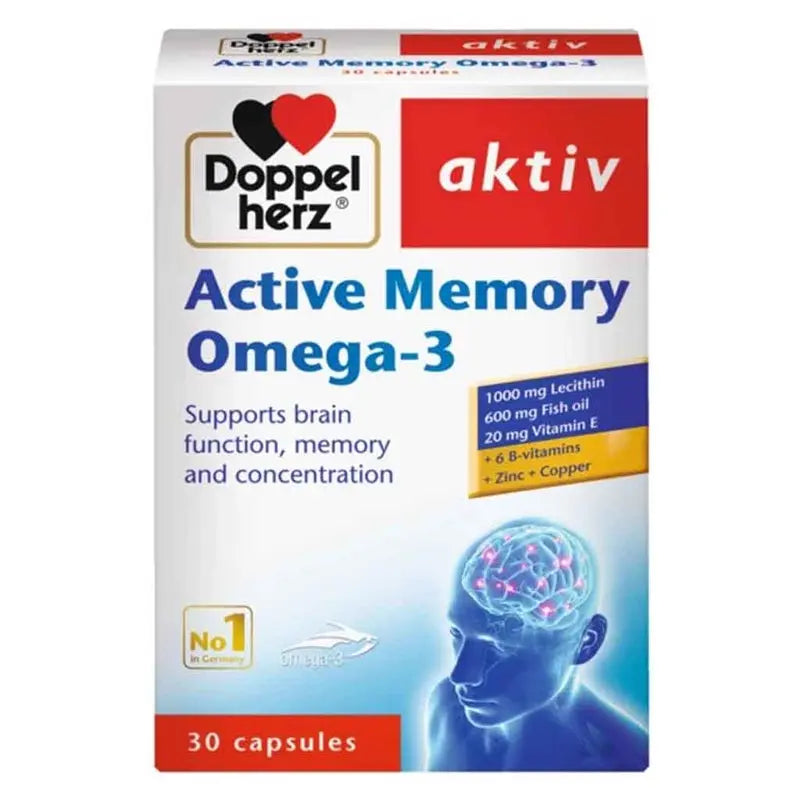 Doppelherz Aktive Memory Omega 3 Capsules For Brain Function Support, Pack of 30’s Doppelherz