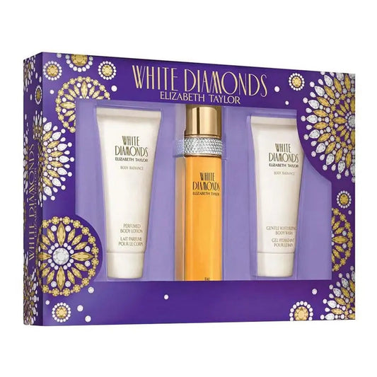 Elizabeth Taylor White Diamonds Gift Set For Women - Pack of White Diamonds EDP 100ml + Body Wash 100ml + Perfumed Body Lotion 100ml Elizabeth Taylor