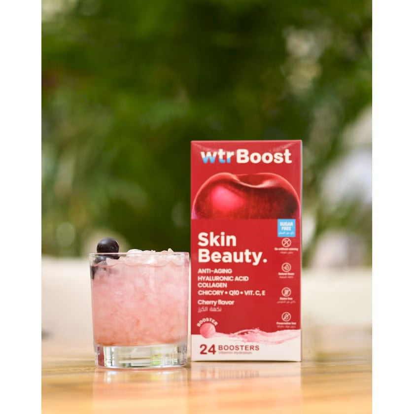 WTR Boost Skin Beauty Effervescent Boosters - Cherry Flavor, Pack of 24's