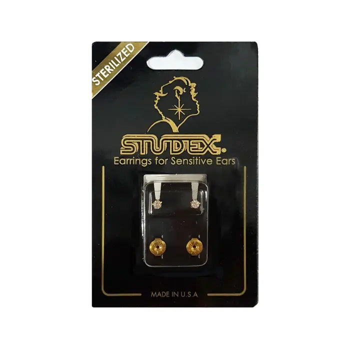 Studex Gold Plated Regular Tiffany Cubic Zirconia Card R100y STUDEX