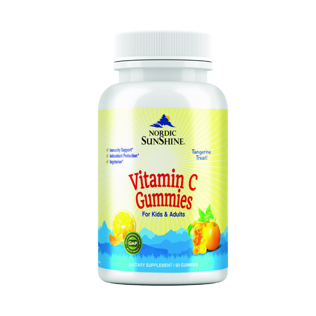 Nordic Sunshine Vitamin C Gummies for Kids & Adults – Immune Support, Antioxidant, Gelatin-Free, Tangerine Flavor – 60’s