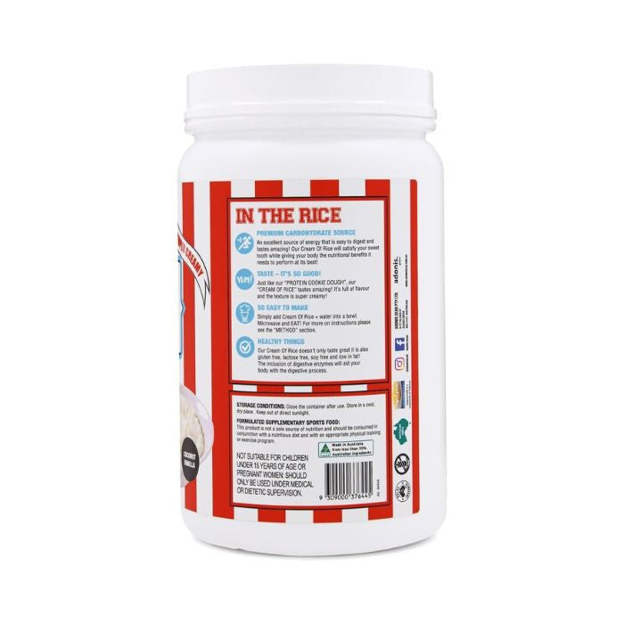 Adonis Gear Cream of Rice Coconut Vanilla, High-Carb Energy Fuel, Muscle Recovery and Growth Formula, 1kg