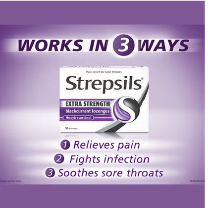 Strepsils Extra Blackcurrant Lozenges 36's