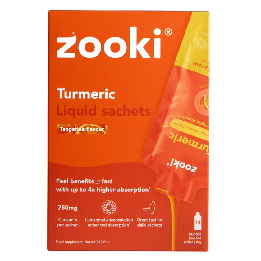 Zooki Liposomal Turmeric 750mg Tangerine Flavor Liquid Sachet 15ml, Pack of 14’s