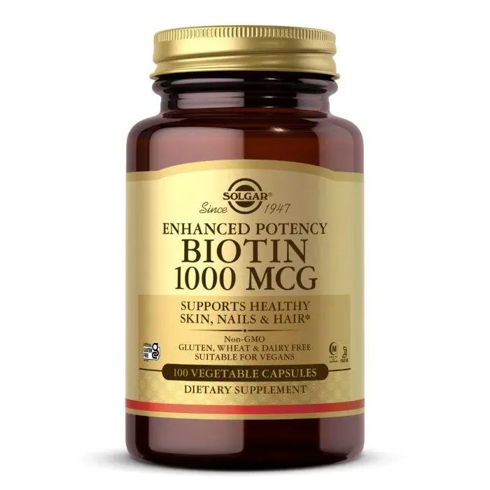 Solgar Biotin, 100 Vegetable Capsules, 1000 mcg Solgar
