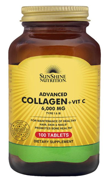Sunshine Nutrition Advanced Collagen + Vitamin C 100 Tablets Sunshine