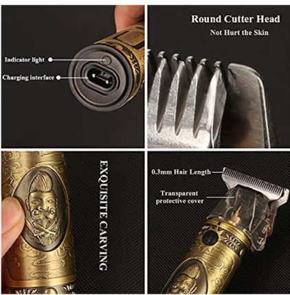 7-Piece Professional Adjustable Blade Clipper Set 700B Gold/Black 64x30x40cm kemei