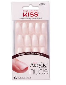 Kiss Salon Acrylic Nude French Nails Coffin Shape KAN07C KISS