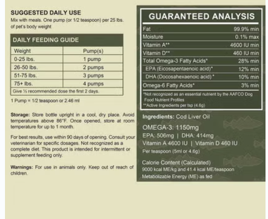 Chew + Heal Wild Icelandic Cod Liver Oil For Dogs 473ml