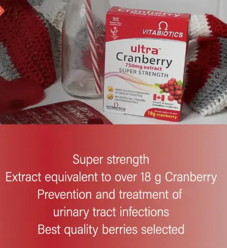 Vitabiotics Ultra Cranberry Extract 750mg Tablets For Healthy Urinary Tract, Pack of 30's Vitabiotics