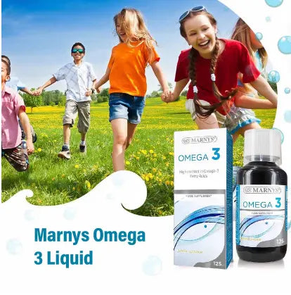 Marnys Omega 3 1200mg Fish Oil Supplement Liquid, Lemon Flavour 125ml Marnys