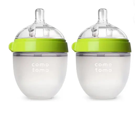 Comotomo Baby Feeding Bottles With Replacement Silicone Nipples-Green, Bundle Pack of 10 Pieces Comotomo