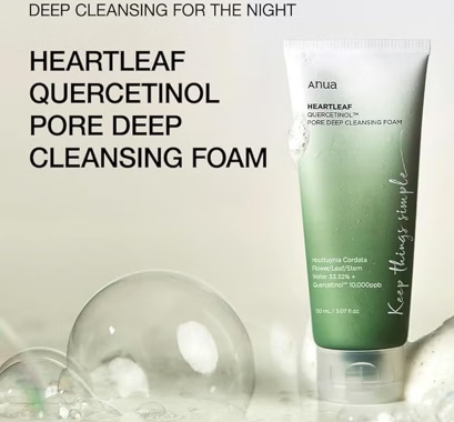 Anua Heartleaf Quercetinol Facial Deep Pore Cleansing Foam For Oily & Combination Skin 150ml