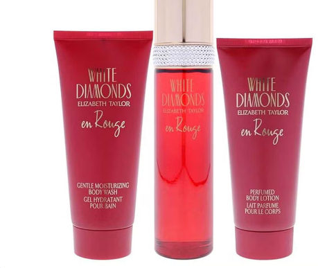 Elizabeth Taylor White Diamonds En Rouge Gift Set For Women - Pack of White Diamonds En Rouge EDP 100ml + En Rouge Body Wash 100ml + En Rouge Body Lotion 100ml