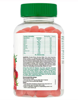 Chewy Vites Multi-Vit Advance Adult Multivitamin Supplement Gummies Berries Flavour, Pack of 60's