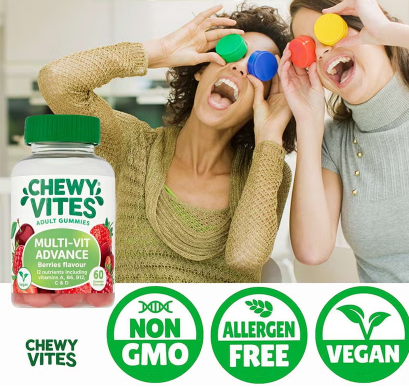 Chewy Vites Multi-Vit Advance Adult Multivitamin Supplement Gummies Berries Flavour, Pack of 60's