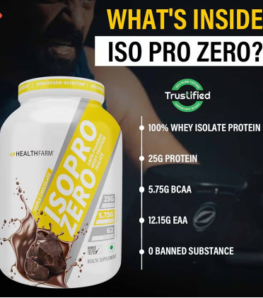 Healthfarm ISO Pro Zero Whey Protein Isolate Powder, Triple Chocolate 2kg - 62 Servings