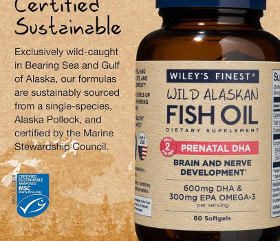Wiley's Finest Prenatal DHA Fish Oil Softgels, Pack of 60's