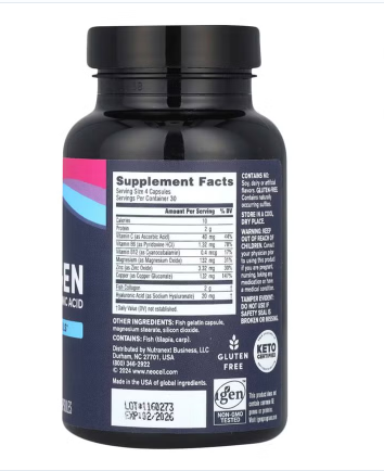 NeoCell Marine Collagen + Hyaluronic Acid Capsules For Youthful & Radiant Skin, Pack of 120's