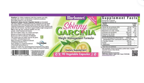 Bluebonnet Skinny Garcinia Weight Management Supplement Capsules, Pack of 90's