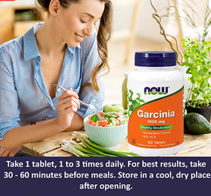 Now Garcinia 1000mg Vegetarian Tablets For Healthy Metabolism, Pack of 120's