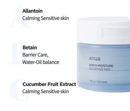 Anua Birch Moisture Boosting Facial Toner Pads With Hyaluronic Acid 160ml