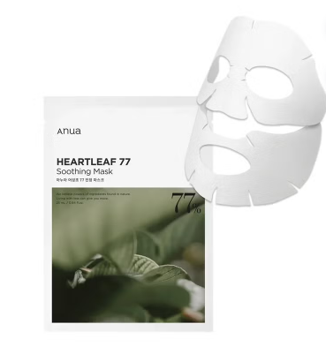 Anua Heartleaf 77% Soothing & Hydrating Face Sheet Mask For Sensitive Skin 25ml, Pack of 10's Anua