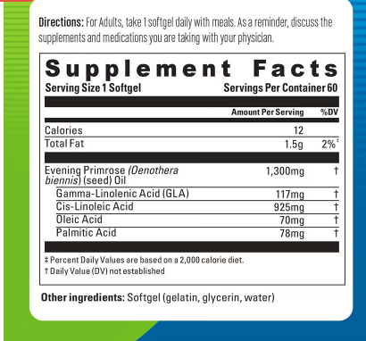 Blueberry Naturals Evening Primrose Oil 1300 mg Softgel 60's Blueberry Naturals