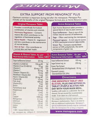Vitabiotics Menopace Plus During & After Menopause Support Tablets, Pack of 56's