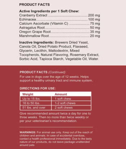 Chew + Heal Cranberry Support Soft Chews For Dogs, Pack of 120's